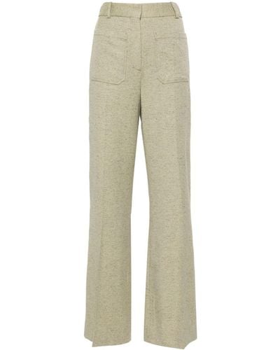 Victoria Beckham Alina Speckle-knit Trousers - Natural