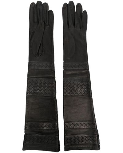 Manokhi Elbow-length Panelled Leather Gloves - Black