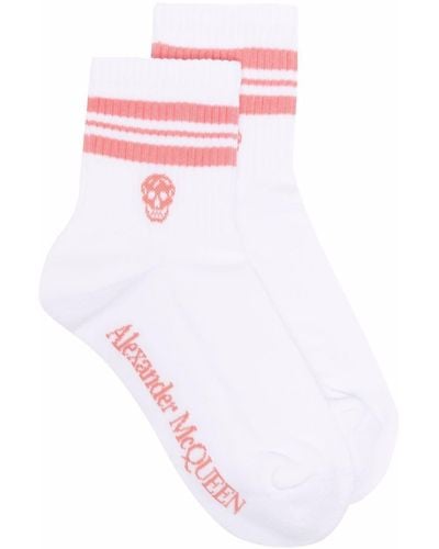 Alexander McQueen Logo-knit Striped Socks - Pink