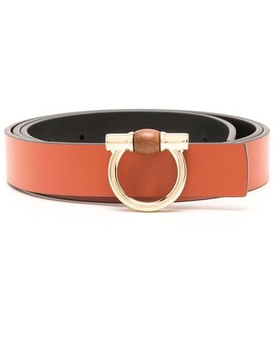 Ferragamo Reversible Gancini Leather Belt - Orange