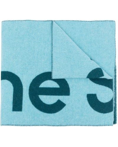 Acne Studios ロゴ ニットスカーフ - ブルー