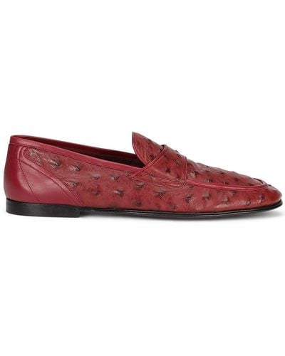 Dolce & Gabbana Leren Slippers Met Textuur - Rood