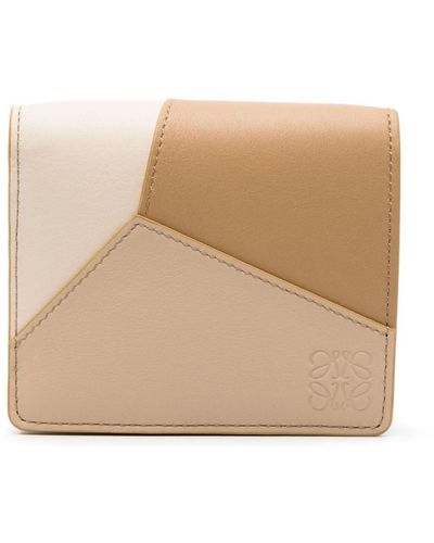 Loewe Puzzle Panelled Leather Wallet - Natural