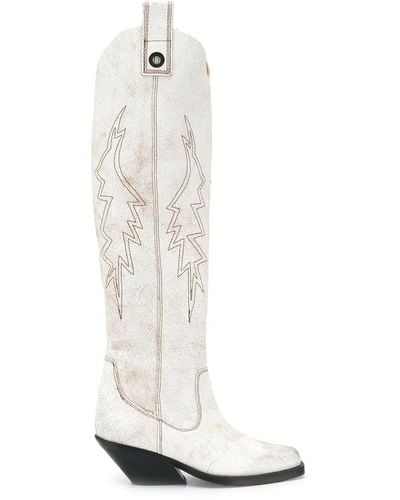 DIESEL Over The Knee Western Boots - White