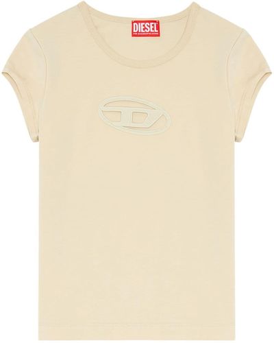 DIESEL T-Shirt With Oval D Logo - Natural