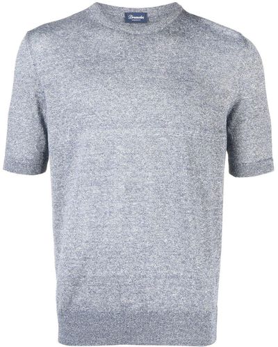 Drumohr Cotton-linen Knit T-shirt - Grey