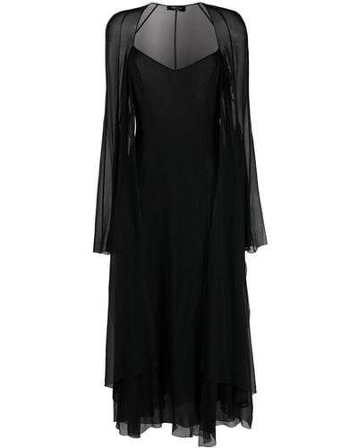 Blumarine Semi-sheer Midi Dress - Black