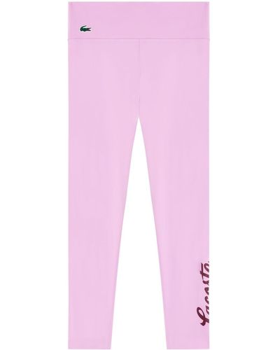 Lacoste Ultra-Dry Stretch Sport Leggings mit Logo-Print - Pink