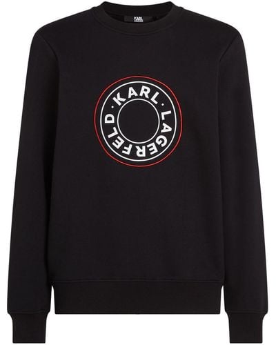 Karl Lagerfeld Circle-logo Organic-cotton Sweatshirt - Black