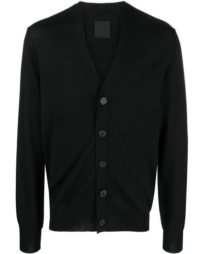Givenchy Cardigan en laine à logo intarsia - Noir