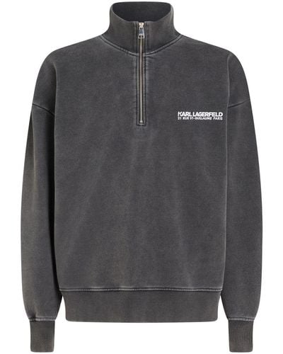 Karl Lagerfeld Half-zip Organic Cotton Sweatshirt - Grey