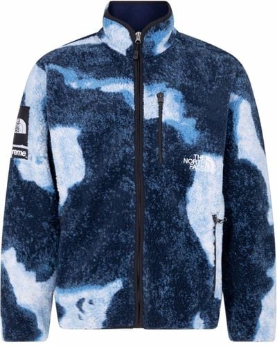 Supreme X The North Face Bleached Denim Fleece Jacket - Blue