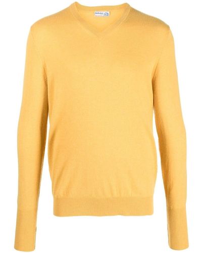 Ballantyne V-neck Cashmere Jumper - Yellow