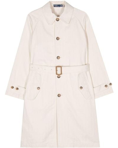 Polo Ralph Lauren Herringbone Cotton Balmacaan Coat - Natural