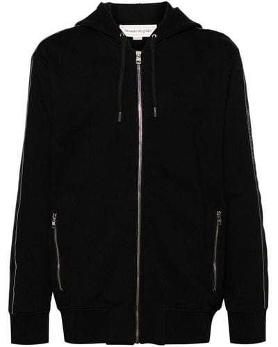 Alexander McQueen Cotton Hoodie With Logo-trimmed Details - Black