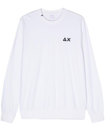 Sun 68 Logo-embroidered Long-sleeve Sweatshirt - White