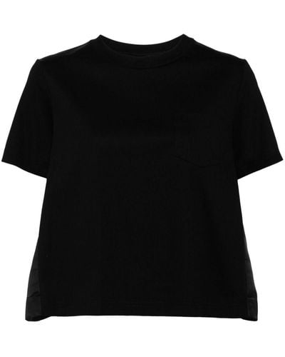 Sacai T-Shirt mit Kontrasteinsätzen - Schwarz