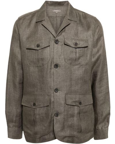 N.Peal Cashmere Linen Shirt Jacket - Gray