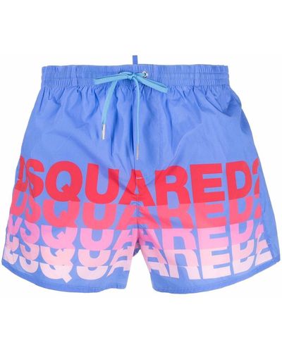 DSquared² Badeshorts mit Logo-Print - Blau