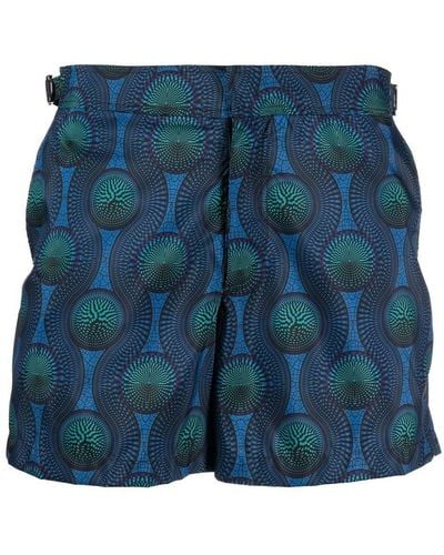 OZWALD BOATENG Printed Swim Shorts - Blue