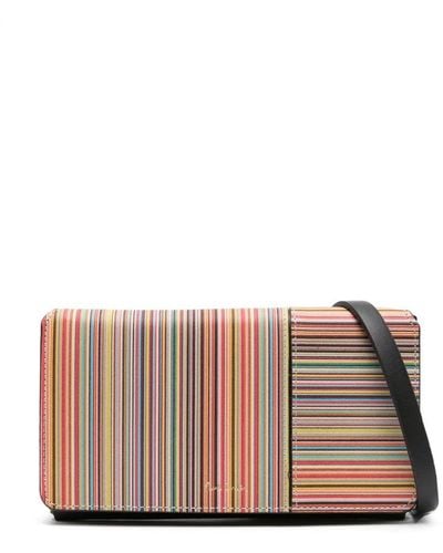 PS by Paul Smith Signature Stripe Leather Phone Bag - Pink