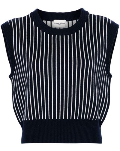 Claudie Pierlot Striped Sleeveless Sweater - Blue