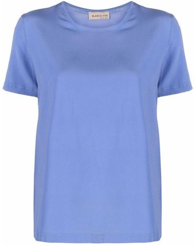 Blanca Vita Camiseta de seda - Azul