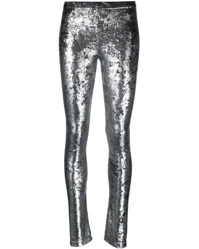 Junya Watanabe Metallic-effect High-waist leggings - Gray