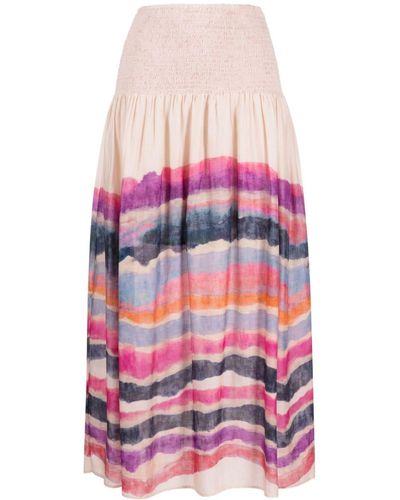 Chufy Enzo Stripe-print Midi Skirt - Pink