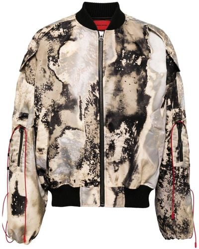 A BETTER MISTAKE Erosion Abstract-print Bomber Jacket - ブラウン