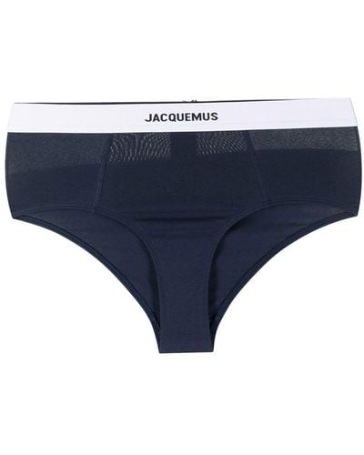 Jacquemus Slip La Culotte con banda logo - Blu
