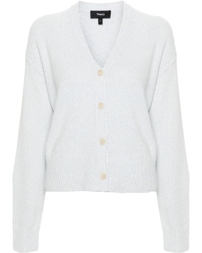 Theory Bouclé-design Cropped Cardigan - White