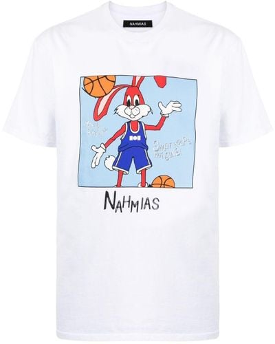 NAHMIAS T-shirt Shoot Hoops - Blanc