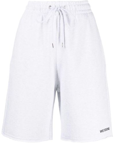 we11done Sport-Shorts mit Logo-Print - Weiß