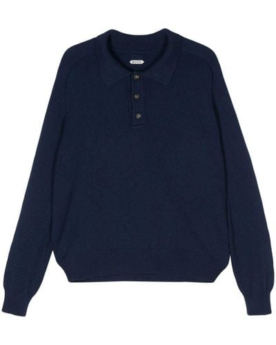 Bode Knitted Cashmere Polo Shirt - Blue
