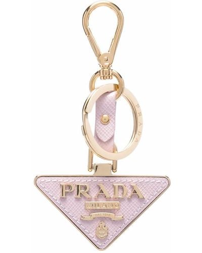 Prada Triangle Logo-plaque Keyring - Pink