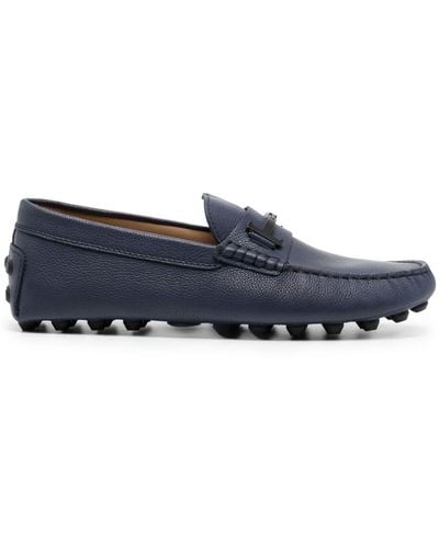 Tod's Logo-plaque Leather Loafers - Blue