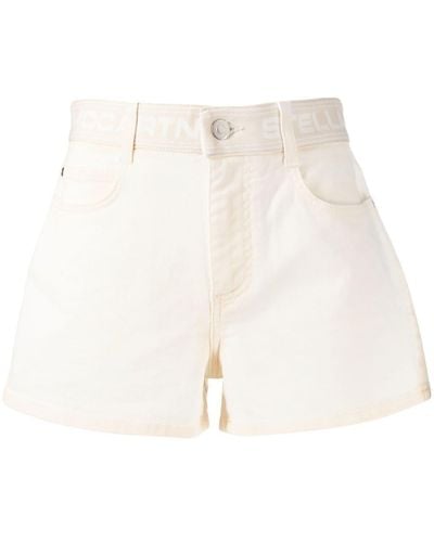 Stella McCartney Logo-waistband Mini Shorts - Natural