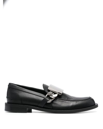 JW Anderson Chain-detail Leather Loafers - Black