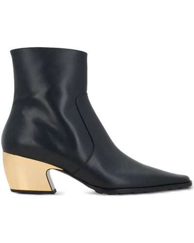 Bottega Veneta 50mm Pointed-toe Leather Ankle Boots - Black
