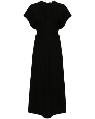 Totême Slouch-waist Plissé Midi Dress - Black