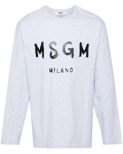 MSGM T-shirt en coton à logo imprimé - Gris