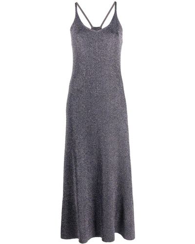 Tory Burch Shimmery Knitted Midi Dress - Gray