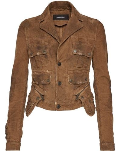 DSquared² Corduroy Single-breasted Jacket - Brown