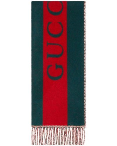 Gucci ウェブストライプ スカーフ - レッド