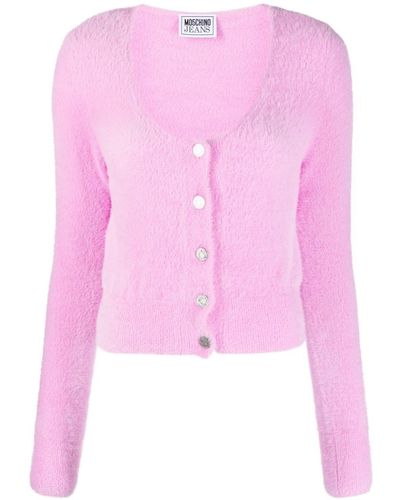 Moschino Jeans U-neck Knitted Cardigan - Pink