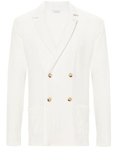 Manuel Ritz Double-breasted Knitted Blazer - White