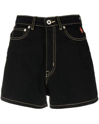 KENZO Pantalones vaqueros cortos con costuras - Negro