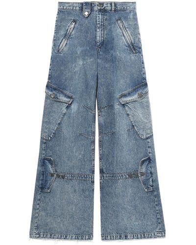 Egonlab Wide-leg Denim Cargo Jeans - Blue