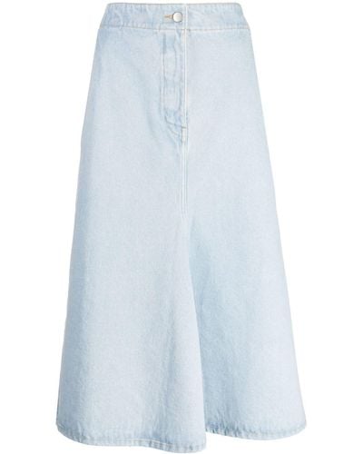 Studio Nicholson A-line Denim Cotton Skirt - Blue